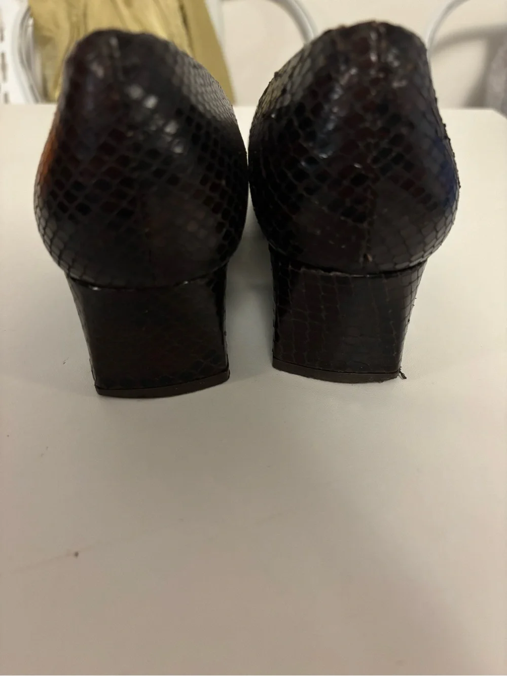 Etienne Aigner Burgundy Snake-Print Pumps
